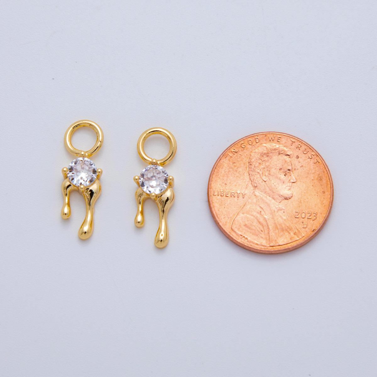 18K Gold Filled Clear CZ Molten Add-On Drop Earring Charm | AF766