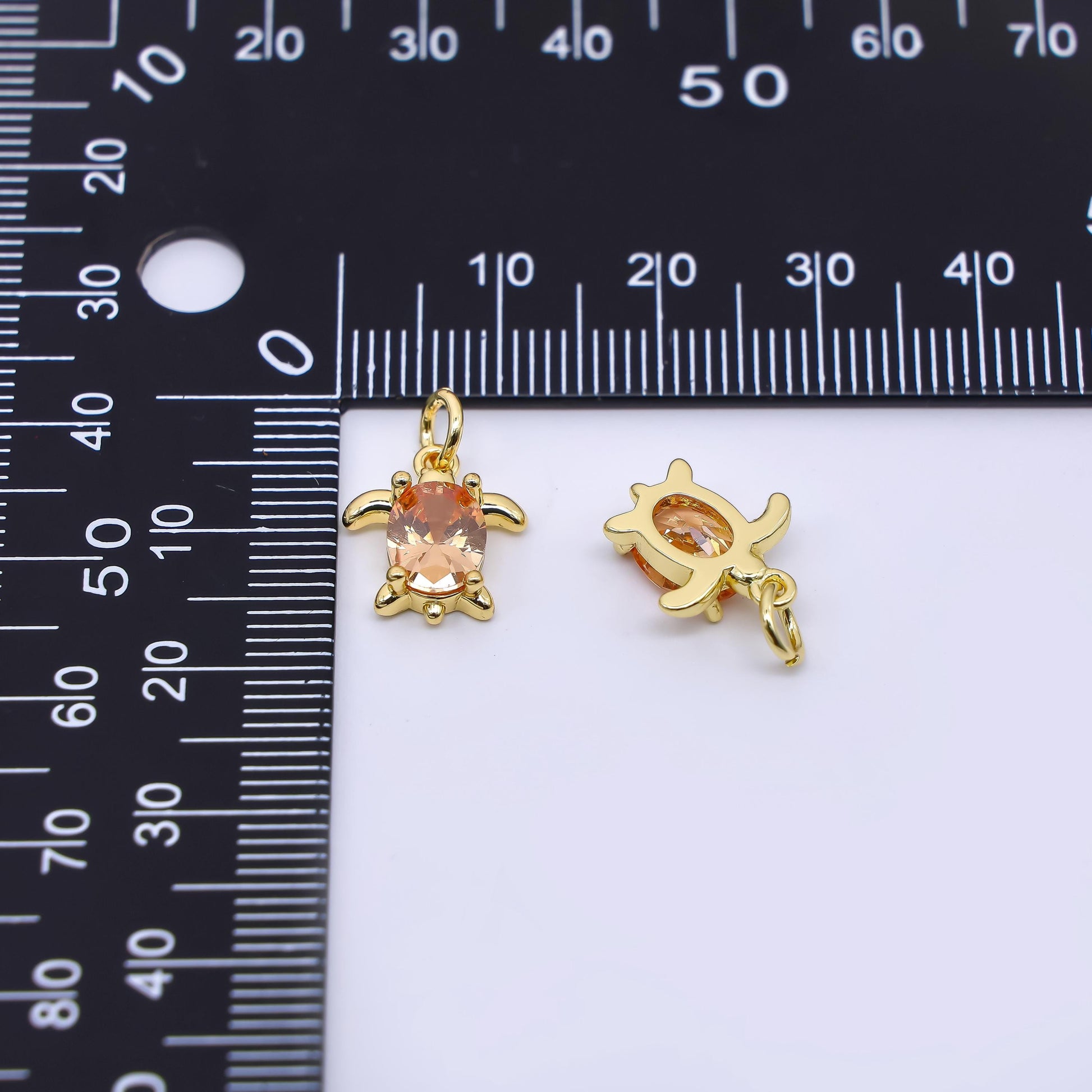 14k gold filled Champagne oval cz turtle animal add-on charm | AF-474