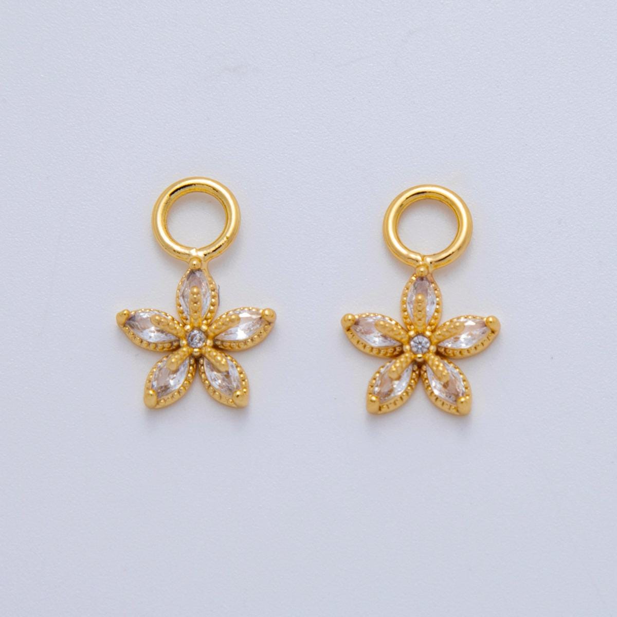 18K Gold Filled Marquise CZ Flower Add-On Drop Earring Charm | AF768