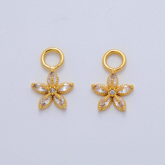 18K Gold Filled Marquise CZ Flower Add-On Drop Earring Charm | AF768