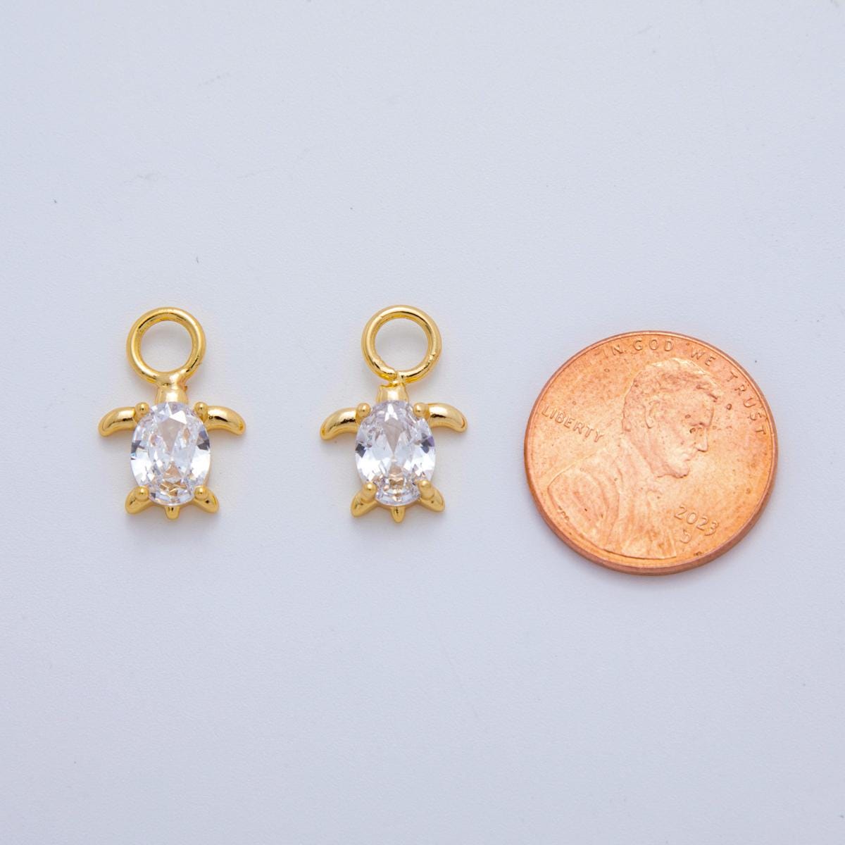 18K Gold Filled CZ Turtle Tortoise Add-On Drop Earring Charm | AF769