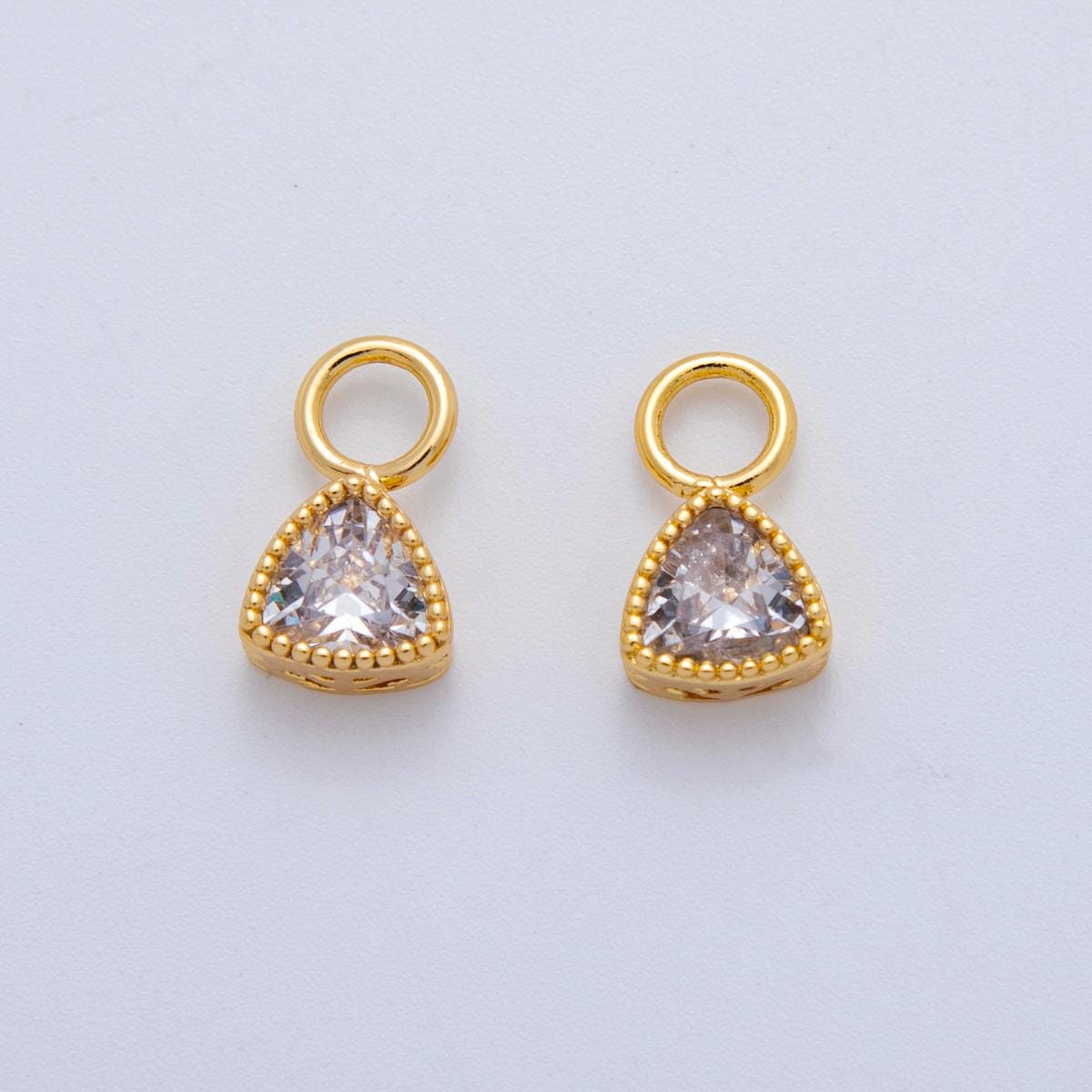 18K Gold Filled Clear CZ Triangle Bezel Add-On Drop Earring Charm | AF770