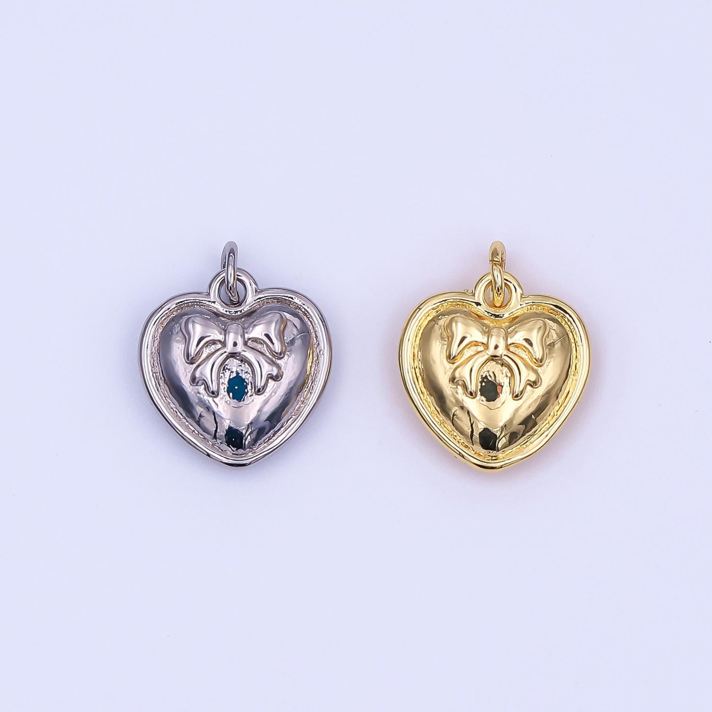 Dainty gold Heart charm Bow pendant for necklace bracelet earring component AF-488
