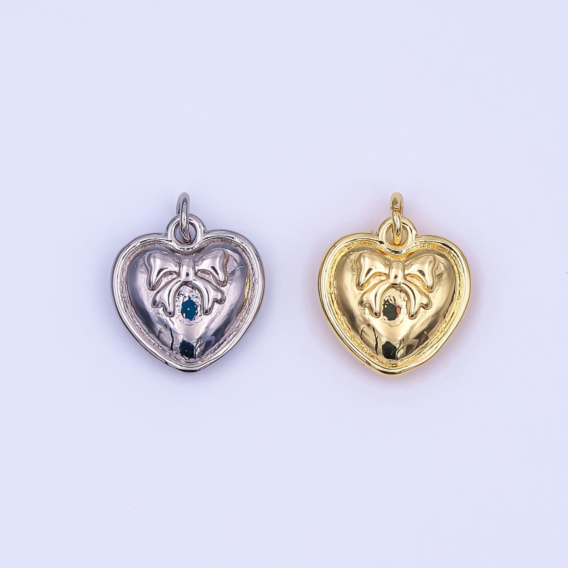 Dainty gold Heart charm Bow pendant for necklace bracelet earring component AF-488
