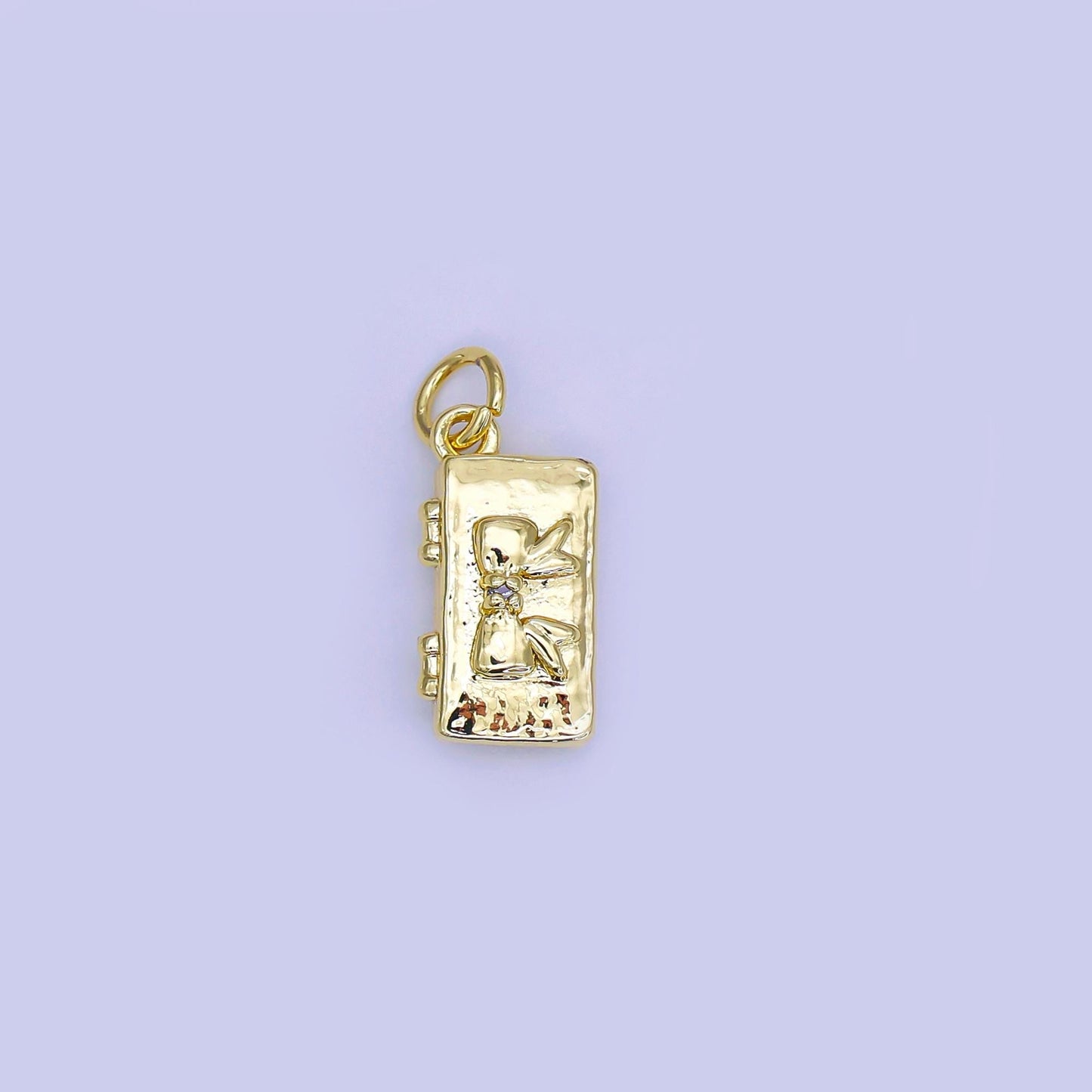 Dainty gold Make Up Box charm Bow pendant for necklace bracelet earring component AJ-311