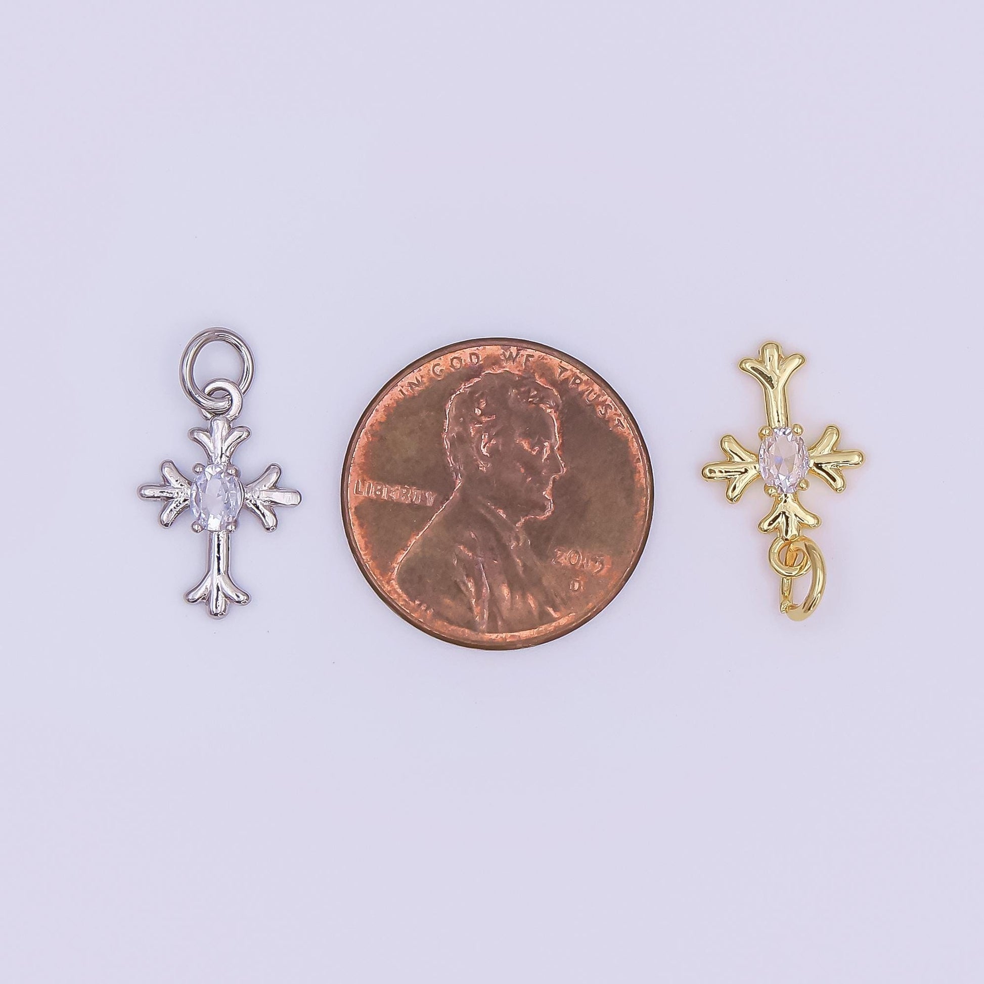 Dainty gold Cross charm Tiny Cross pendant for necklace bracelet earring component AF-493