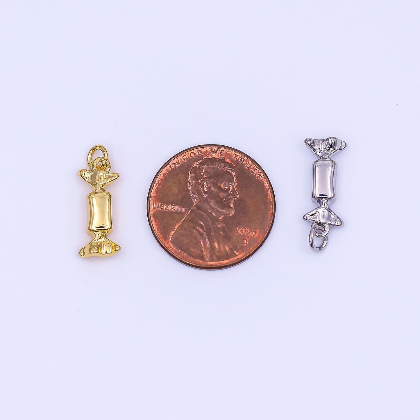Mini Gold Candy Pendant 24K Gold Filled Charm Silver Candy Wrapper DIY Junk Food Bracelet Necklace Jewelry Making Findings Supply AF-494