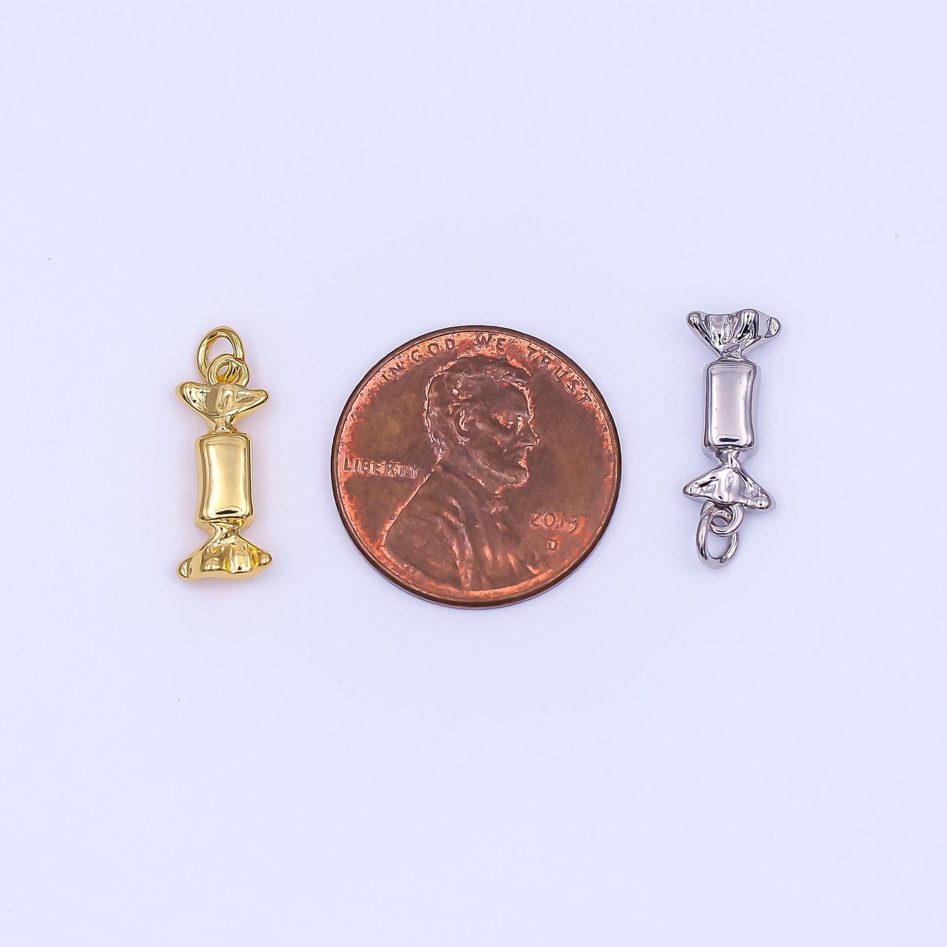 Mini Gold Candy Pendant 24K Gold Filled Charm Silver Candy Wrapper DIY Junk Food Bracelet Necklace Jewelry Making Findings Supply AF-494