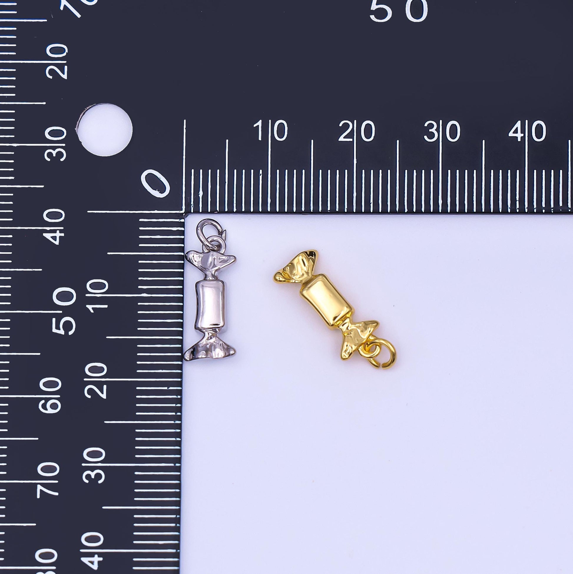 Mini Gold Candy Pendant 24K Gold Filled Charm Silver Candy Wrapper DIY Junk Food Bracelet Necklace Jewelry Making Findings Supply AF-494