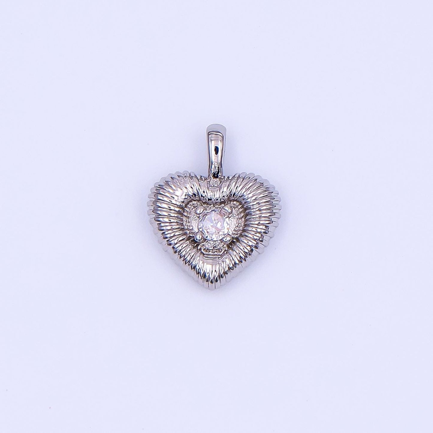 Mini 24K Gold filled heart charm necklace sunburst gold pendant, dainty heart love with Clear Cz Stone valentine gift necklace supply AH-464