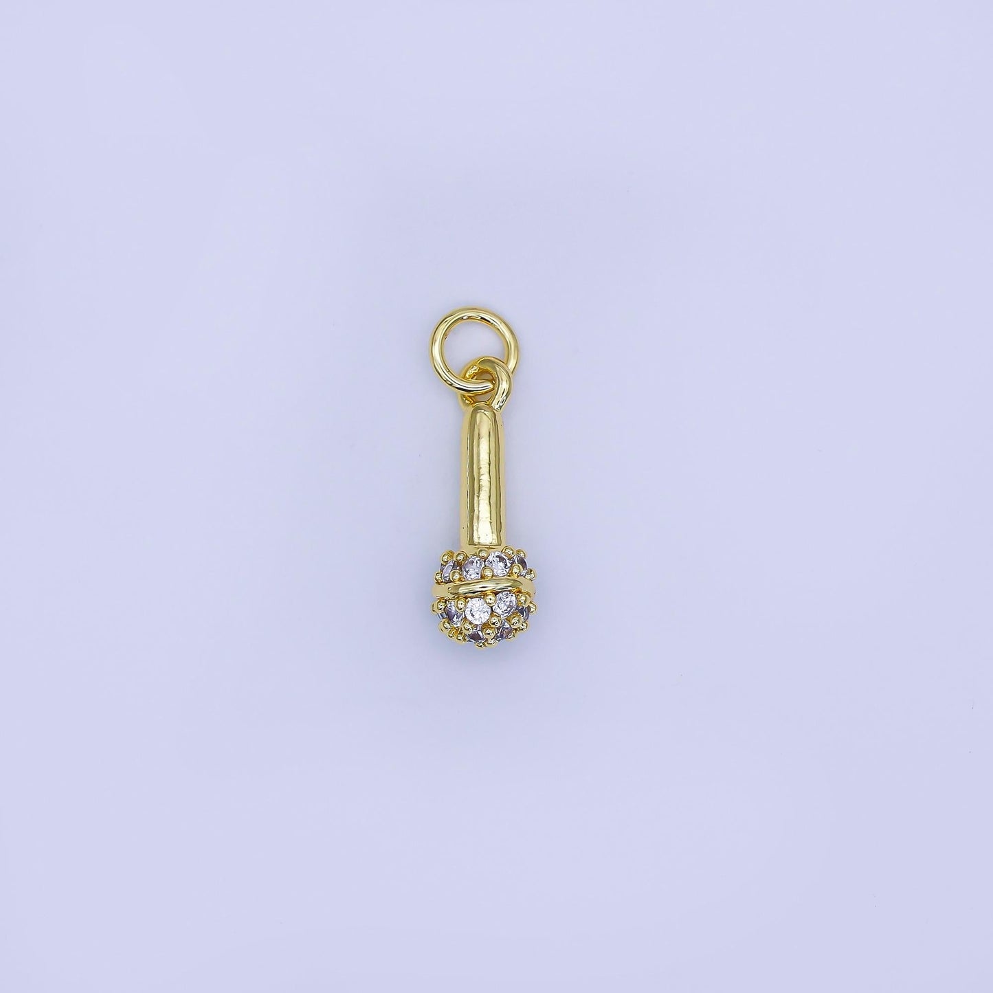 24K Gold Filled Microphone Pendant Dainty Silver Mic Karaoke Singer MC Charm Bracelet Necklace for DIY Jewelry Making Supply AJ-317