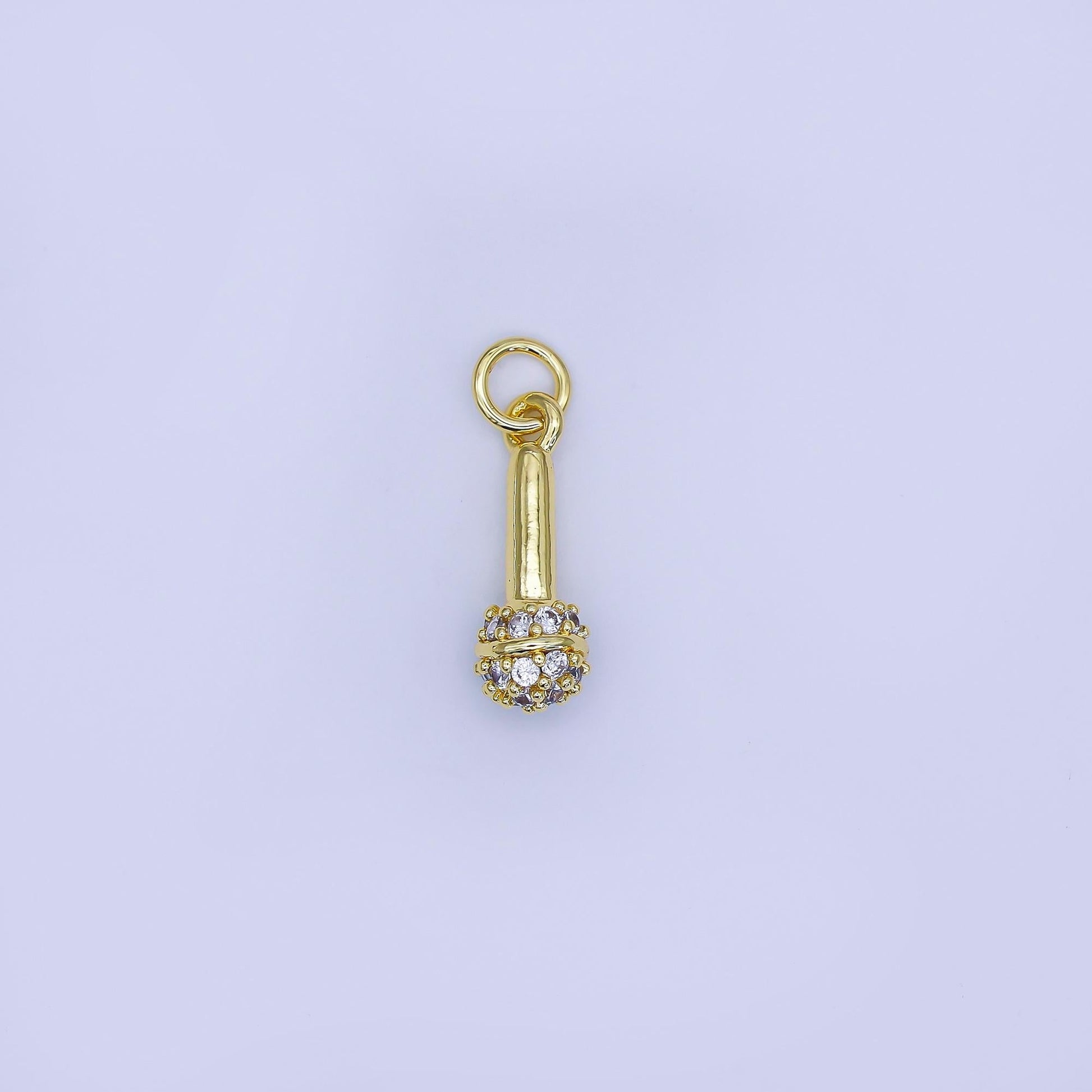 24K Gold Filled Microphone Pendant Dainty Silver Mic Karaoke Singer MC Charm Bracelet Necklace for DIY Jewelry Making Supply AJ-317