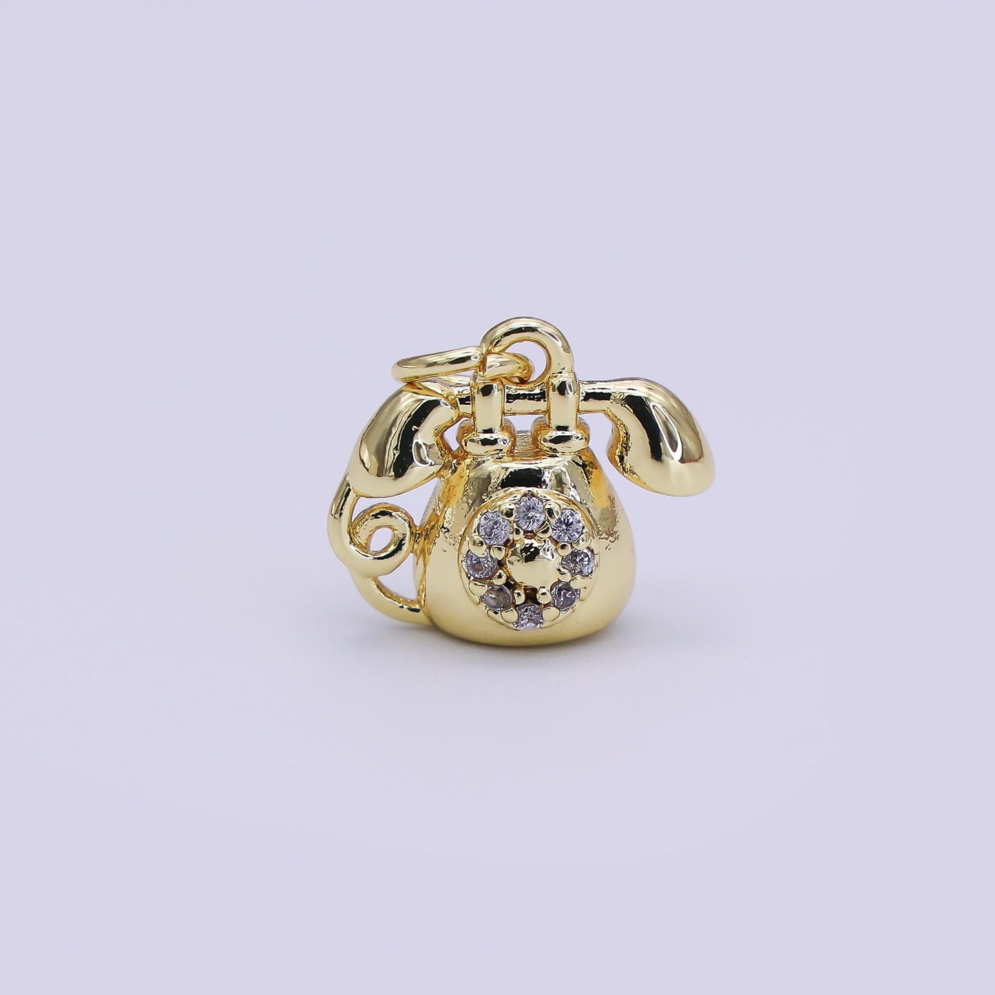 3D Dial Phone 24k gold filled telephone charm pendant retro phone gadget charm necklace gift idea gold charm for bracelet necklace AJ-313