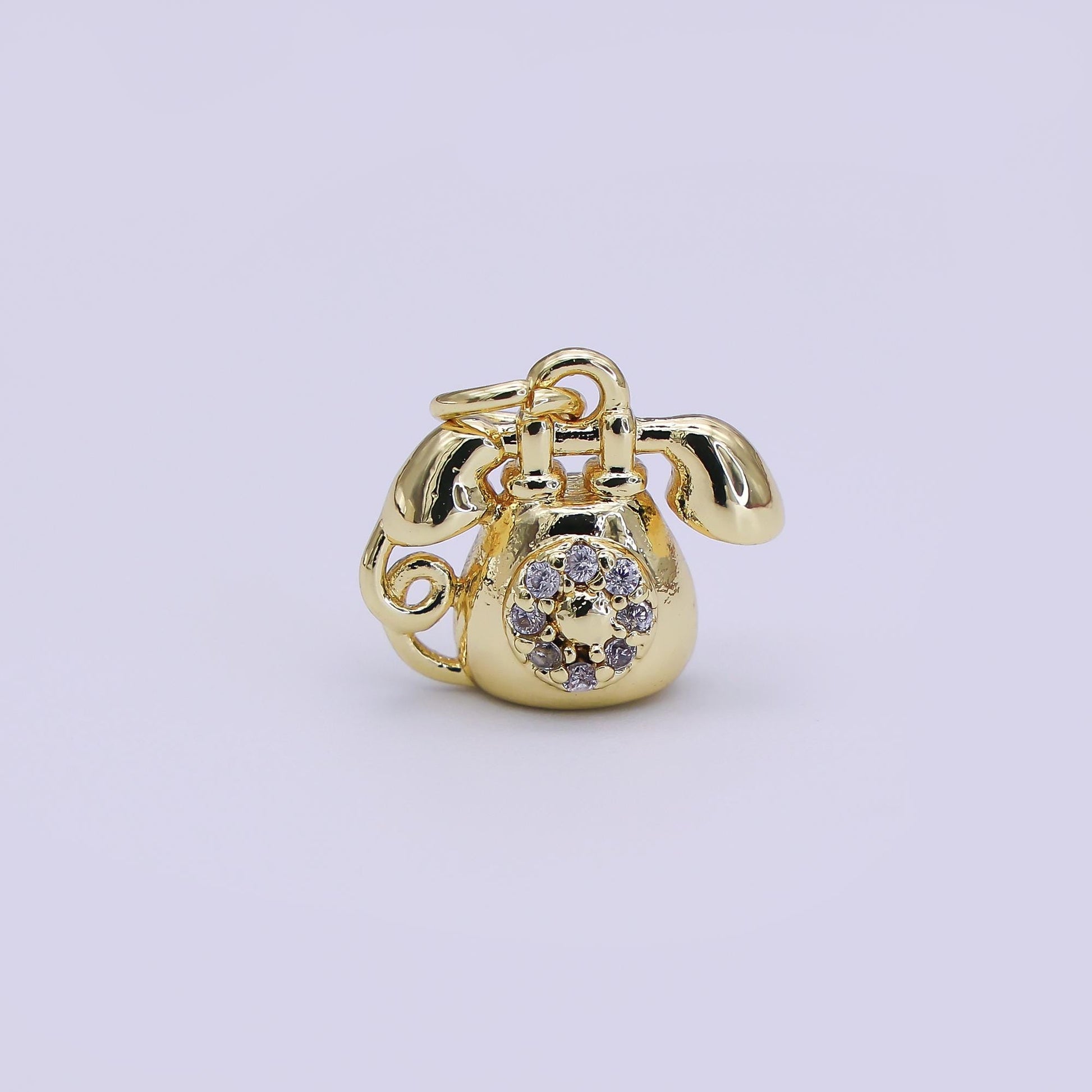 3D Dial Phone 24k gold filled telephone charm pendant retro phone gadget charm necklace gift idea gold charm for bracelet necklace AJ-313