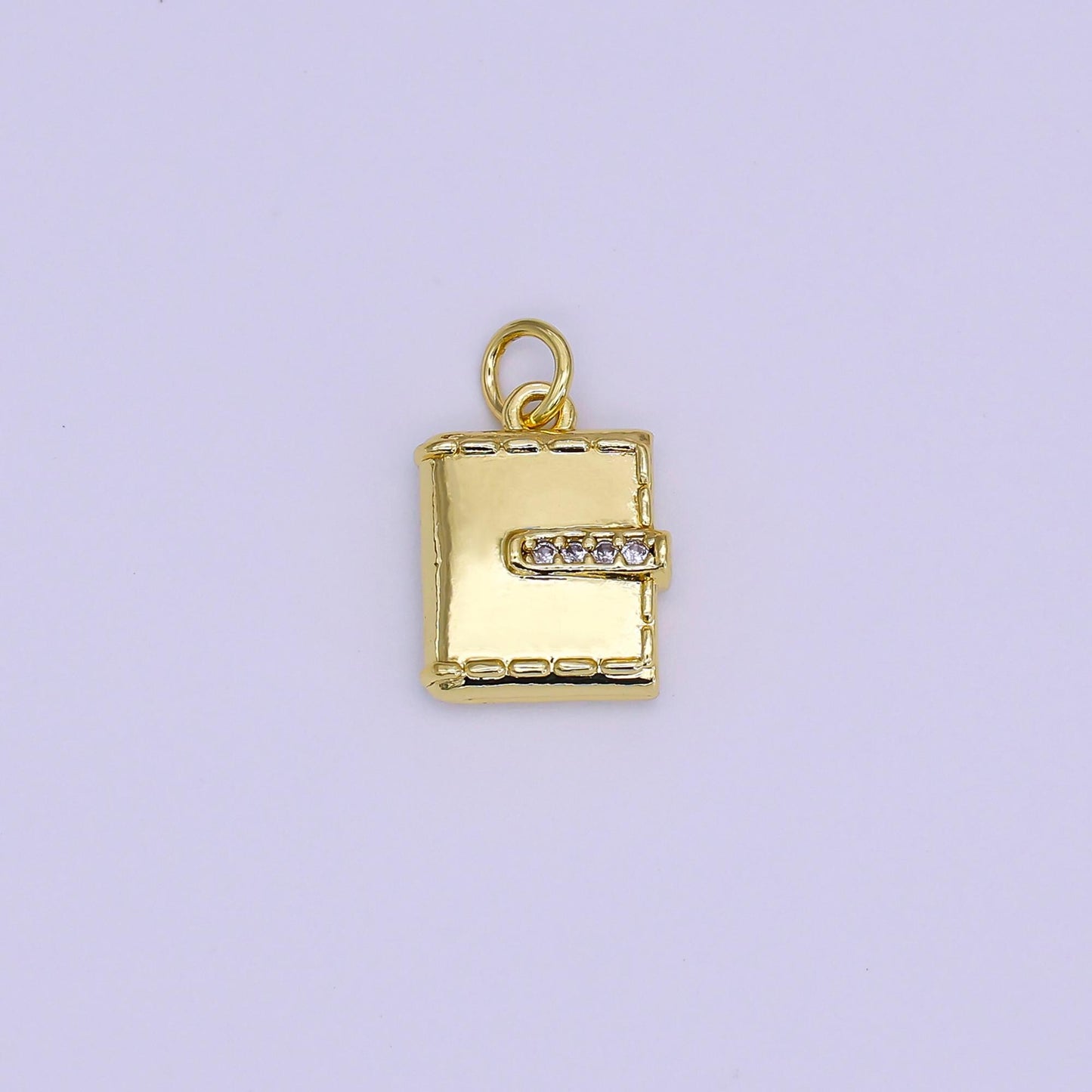 24K Gold Filled Diary Book Pendant, Gold Rectangular Agenda Pendant, Gold Square Medallion for DIY Jewelry | AJ-312