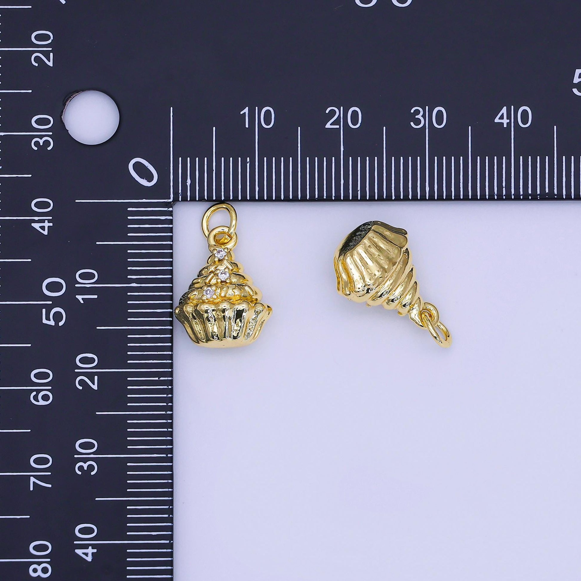 24k gold filled Dessert 3d cupcake Charm Foodie charms Cake Pie Bracelet| AJ-305
