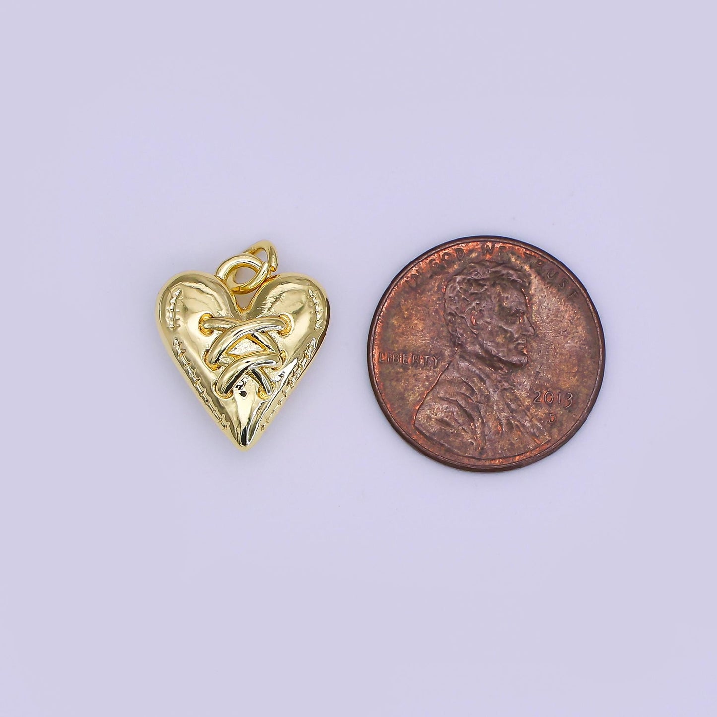 Mini 24k Gold Filled Lace-Up Heart Charm Pendant – Bold, Edgy & Elegant AJ-320