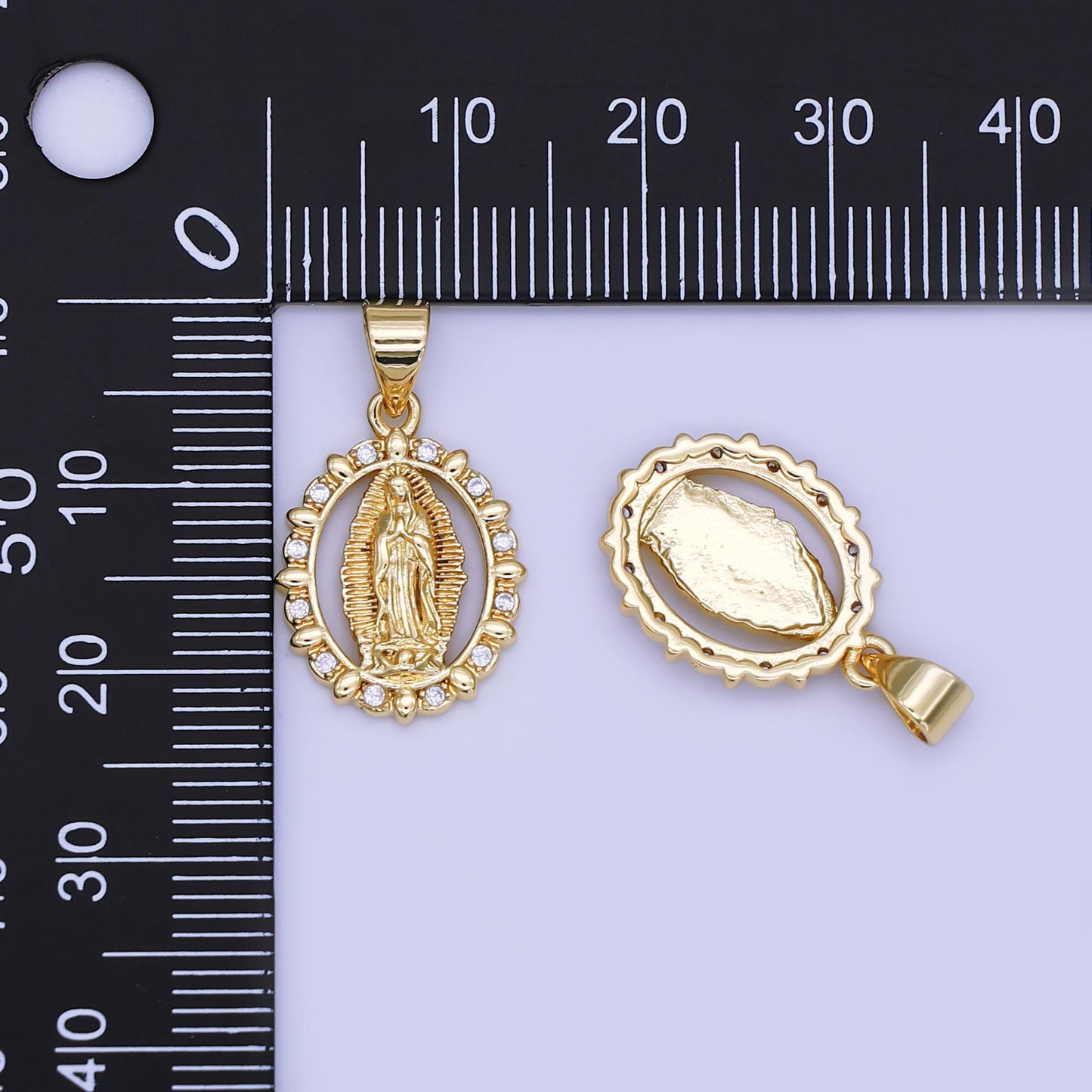 Dainty Lady Guadalupe pendant, 24k gold filled Virgin Mary charm Medallion pendant religious bracelet, necklace rosary AH-450
