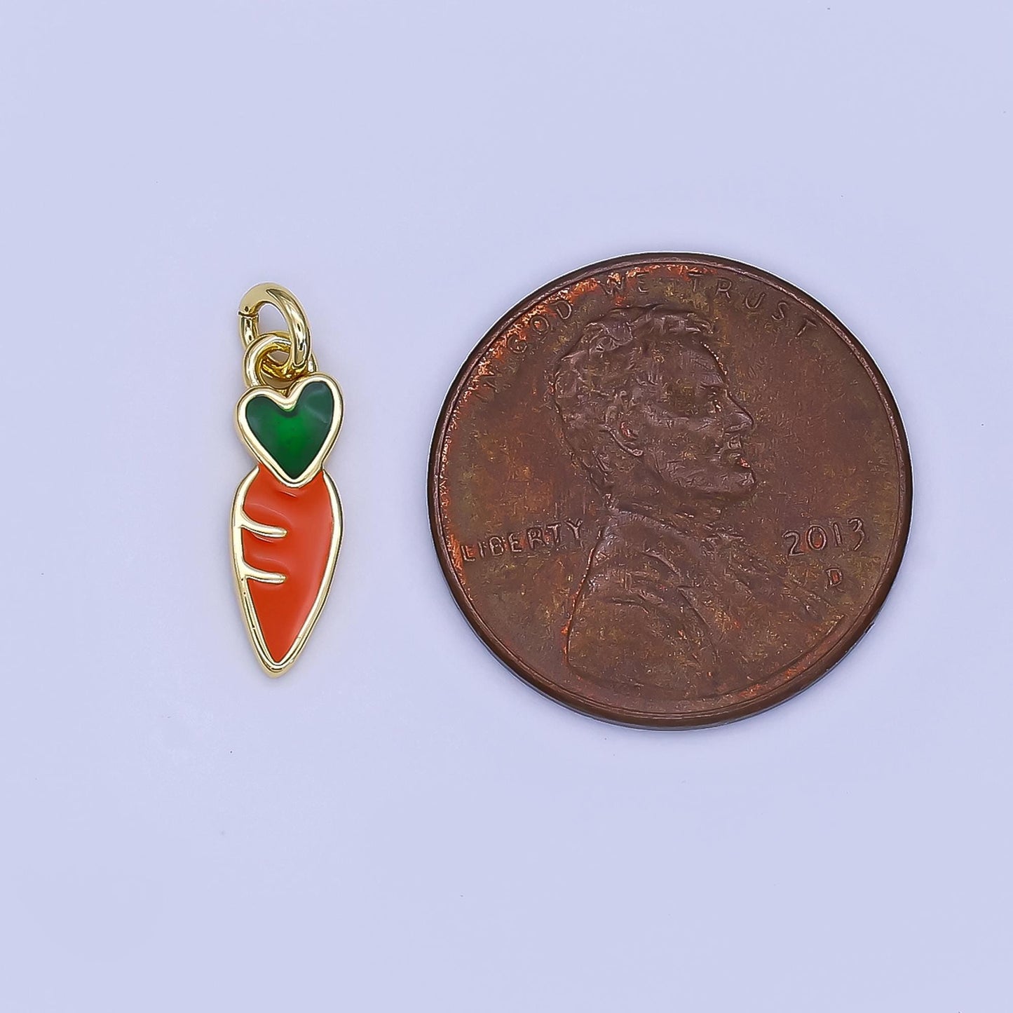 Mini Enamel Orange Carrot in 24K Gold Filled Charm Vegetable Food Charm Rabbit Easter Jewelry Inspired | N-1773