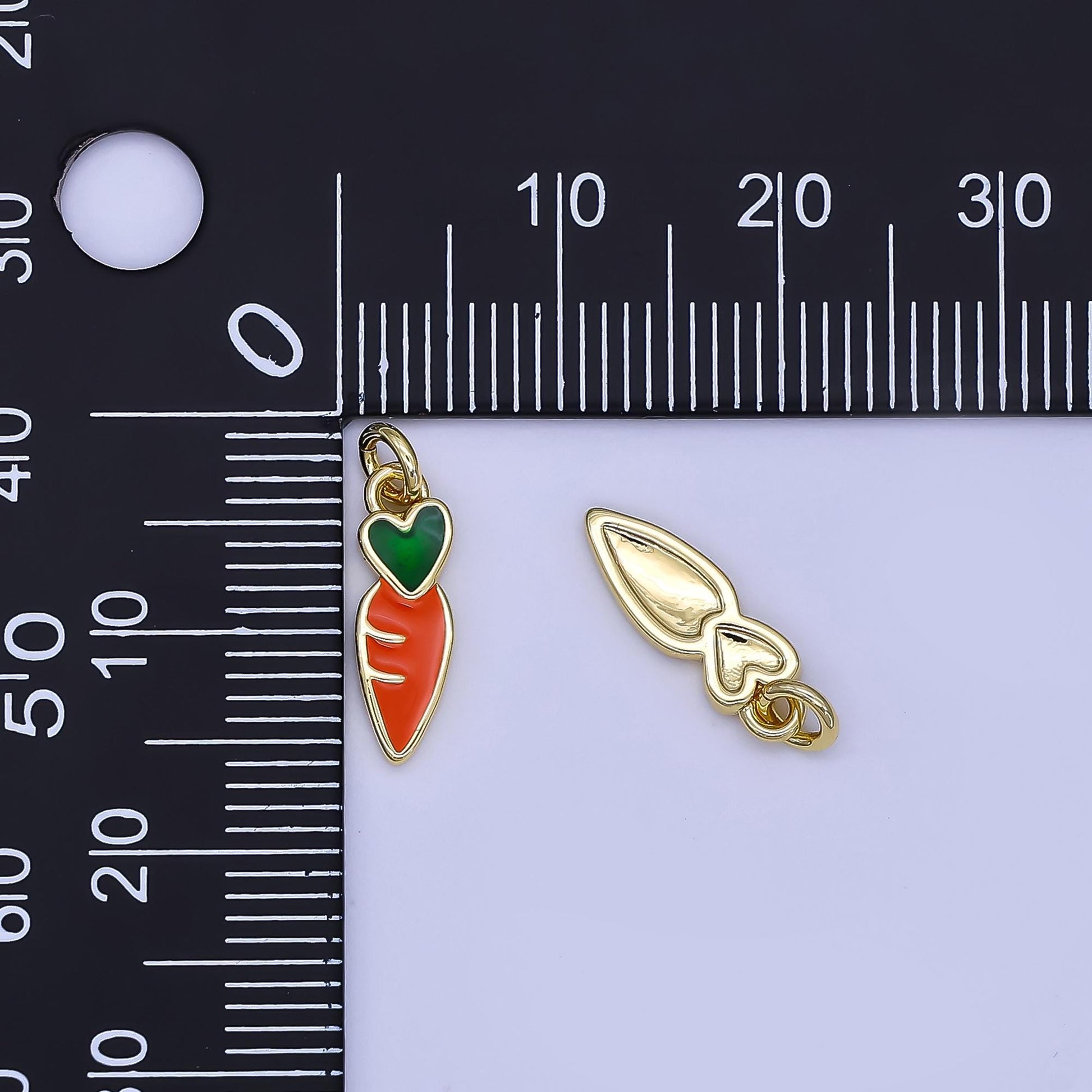 Mini Enamel Orange Carrot in 24K Gold Filled Charm Vegetable Food Charm Rabbit Easter Jewelry Inspired | N-1773