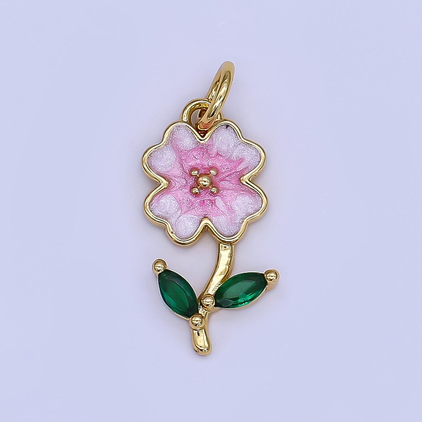 Mini Enamel Flower Charm in 24K Gold Filled Charm Floral Charm Garden Spring Jewelry Inspired | AF-506