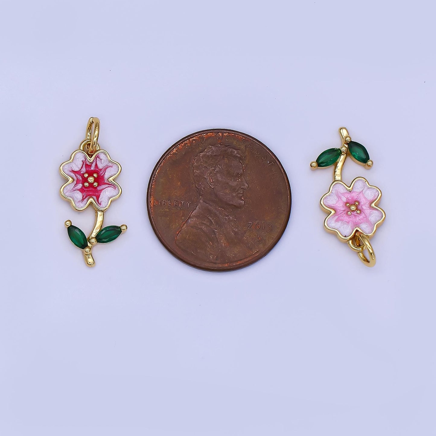 Mini Enamel Flower Charm in 24K Gold Filled Charm Floral Charm Garden Spring Jewelry Inspired | AF-506