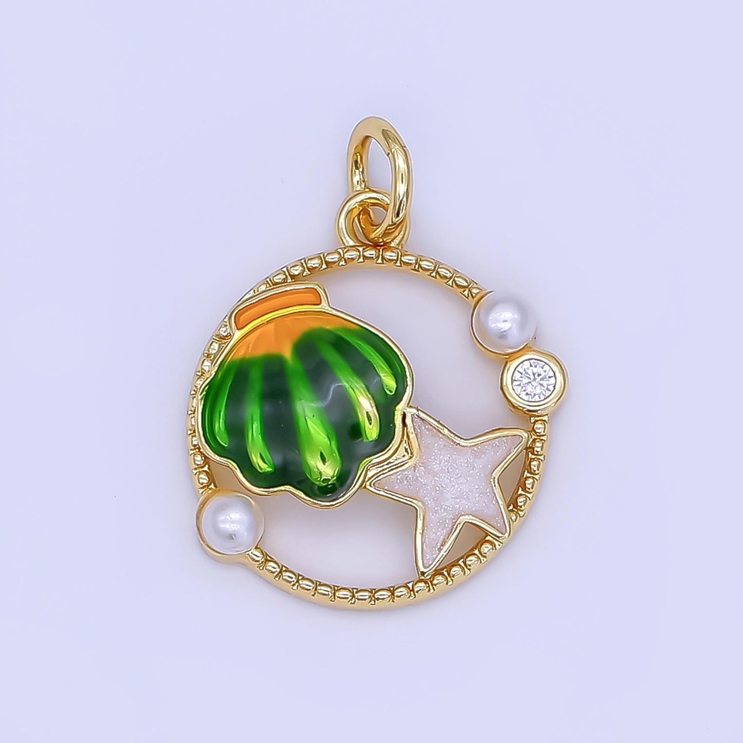 Colorful Shell 24k gold Filled tiny charms, star fish charm, gold starfish ,gold beach charm under the sea jewelry inspired AF-508