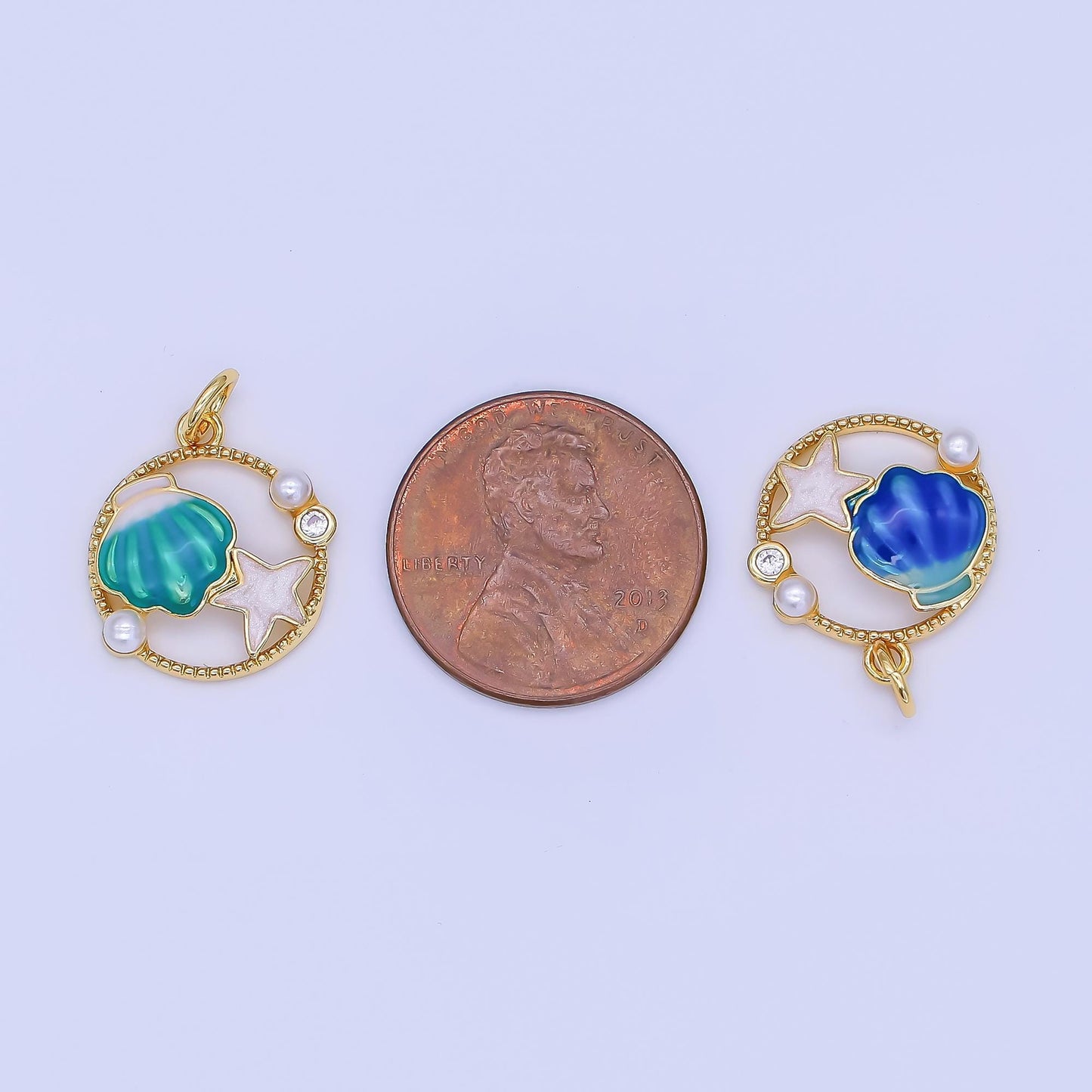 Colorful Shell 24k gold Filled tiny charms, star fish charm, gold starfish ,gold beach charm under the sea jewelry inspired AF-508