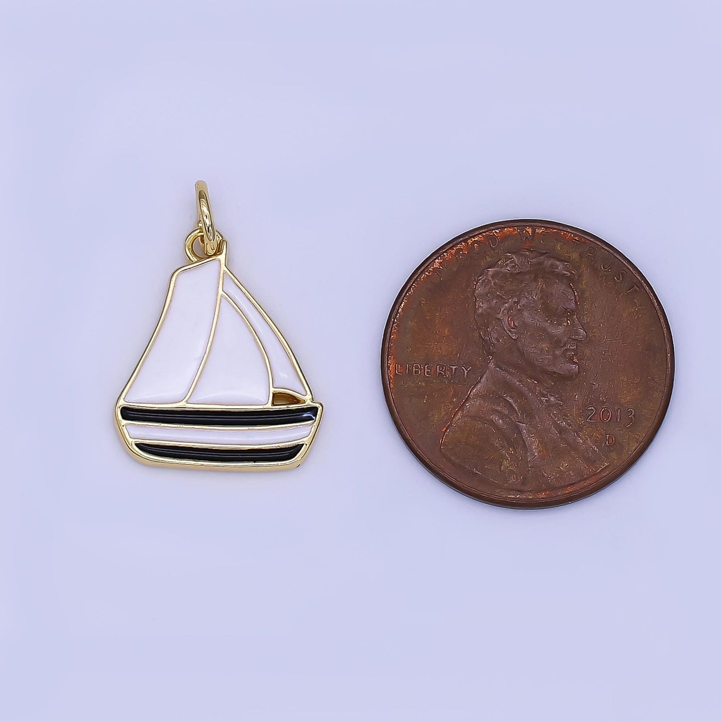 Mini White Sail Boat Charm in 24K Gold Filled Summer Travel Charm | N-1381