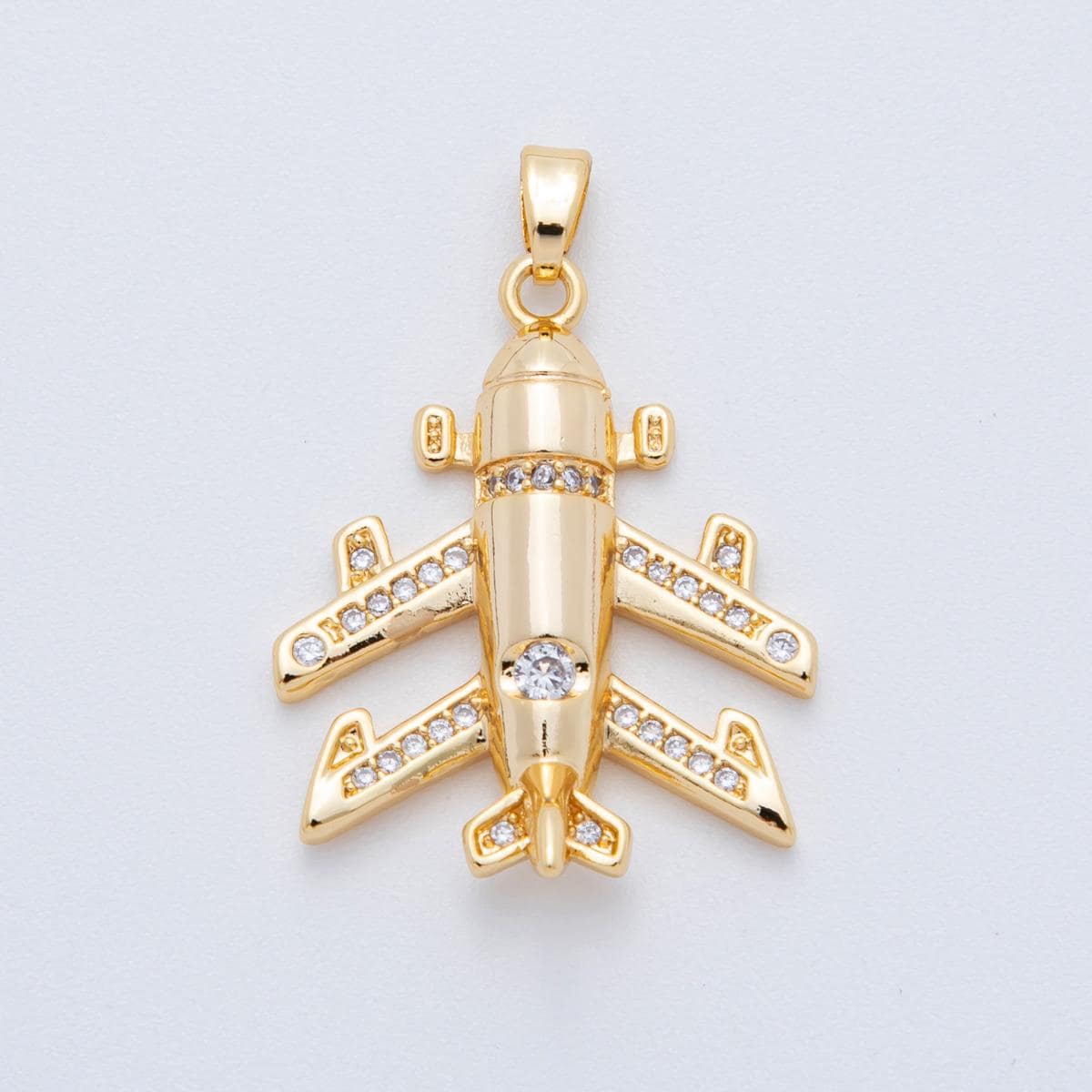 Airplane 18k gold filled airplane plane body jet plane charm pilot stewardess gift idea jewelry making supply AH-806