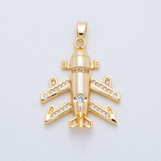 Airplane 18k gold filled airplane plane body jet plane charm pilot stewardess gift idea jewelry making supply AH-806