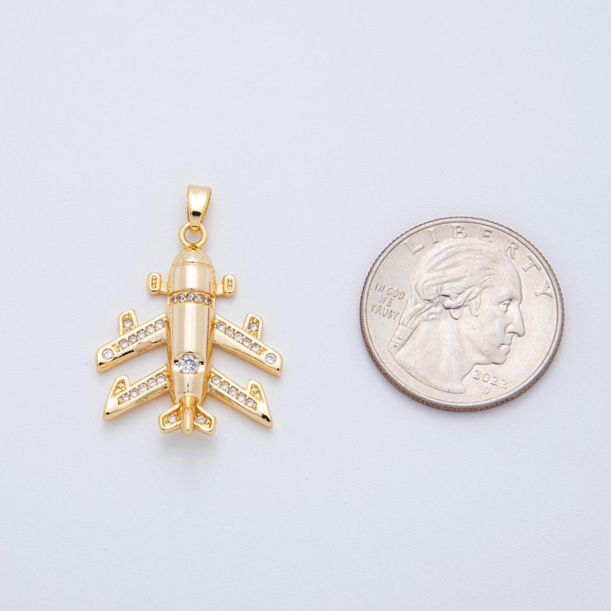 Airplane 18k gold filled airplane plane body jet plane charm pilot stewardess gift idea jewelry making supply AH-806