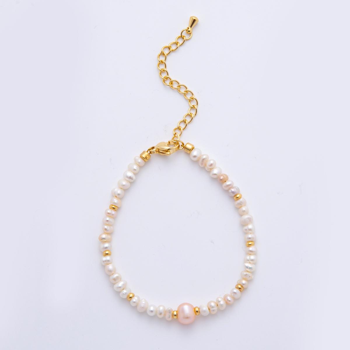 Handmade White Freshwater Pearl Gemstone 6.3 Inch + 1.5 Xtender Bracelet | WA-3379