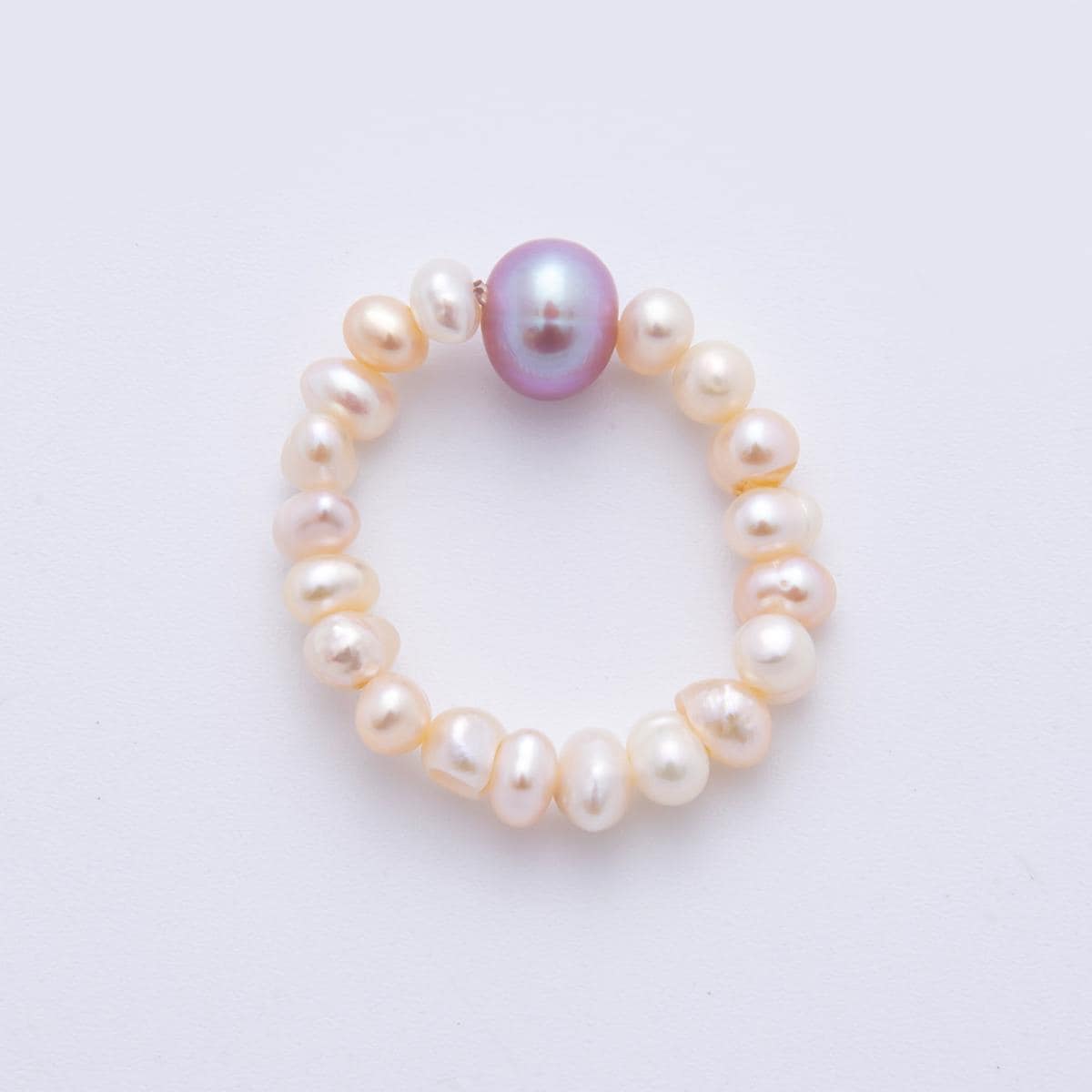 Handmade Tiny 3-4mm Rice Shape Genuine Freshwater Pearl Ring White Beaded Ring, Minimalist Adjustable Stackable Ring, June Birthstone O-2069