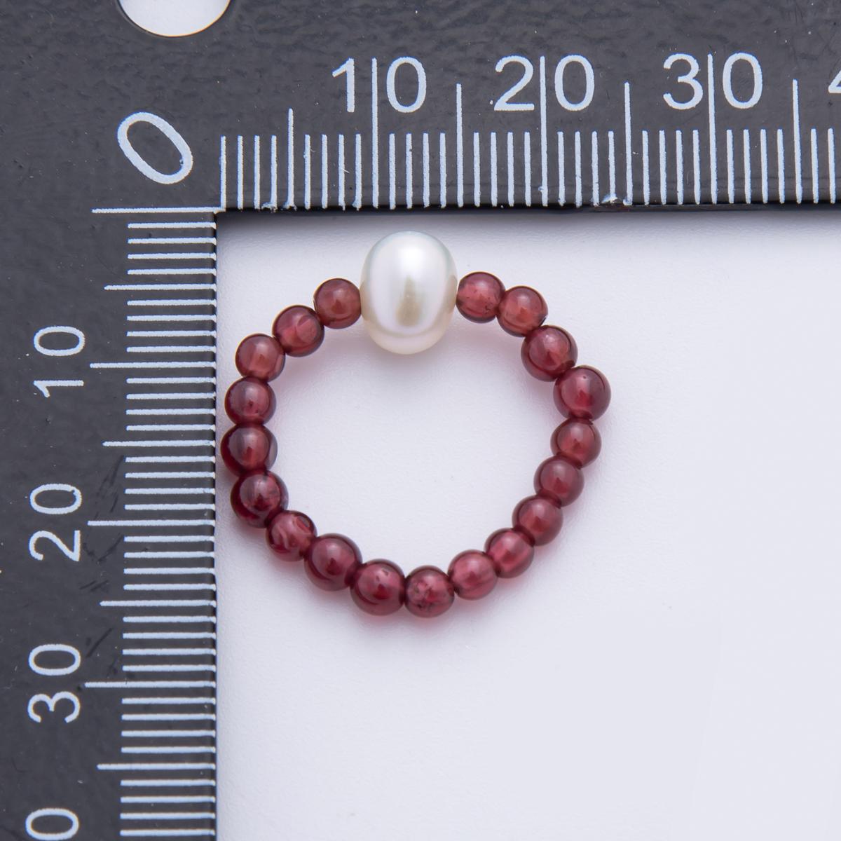 Handmade Tiny 3-4mm Round Red Garnet Ring Beaded Ring, Minimalist Adjustable Stackable Ring September Birthstone O-213