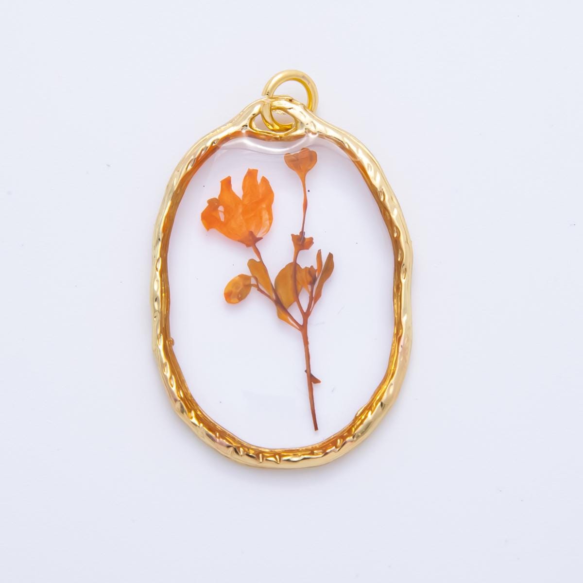 18K Gold Filled 31mm Oval Resin of Wildflower Charm | AH846 - AH848