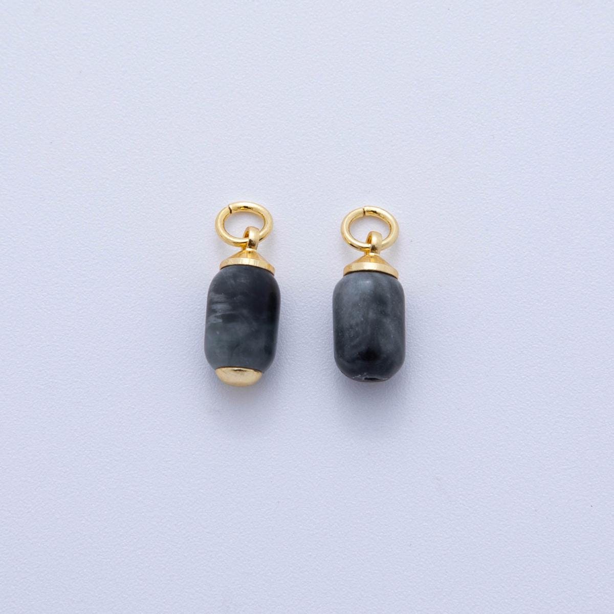18K Gold-Filled Oblong Gemstone Mini Charm | AF394-AF402