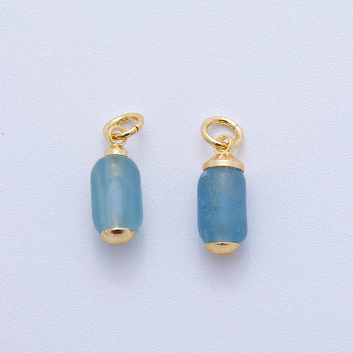 18K Gold-Filled Oblong Gemstone Mini Charm | AF394-AF402