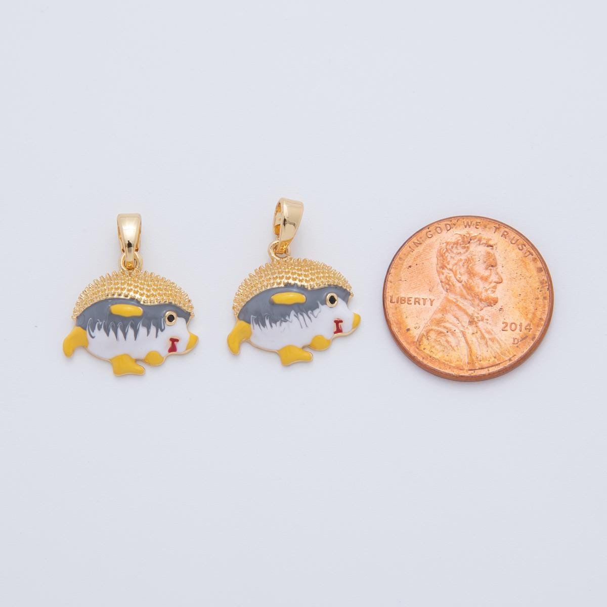 18K Gold Filled Hedgehog Porcupine Enamel Animal Pendant | AH764