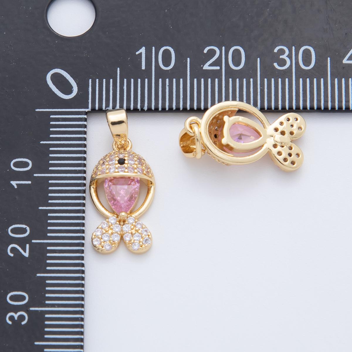 18K Gold Filled Pink Micro Paved CZ Fish Pendant | AH769