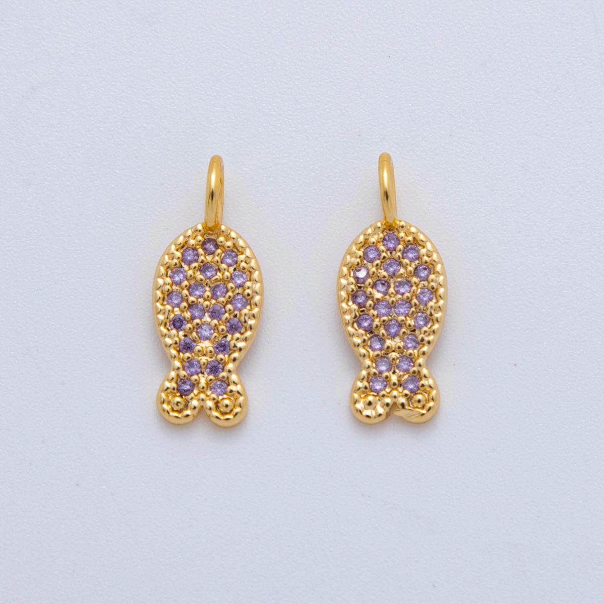 Micro Hoops Dangle Charm 18k Gold Filled Fish Charm with Large Loop for Everyday Charm DIY Earring Jewelry Making Supply AF-730