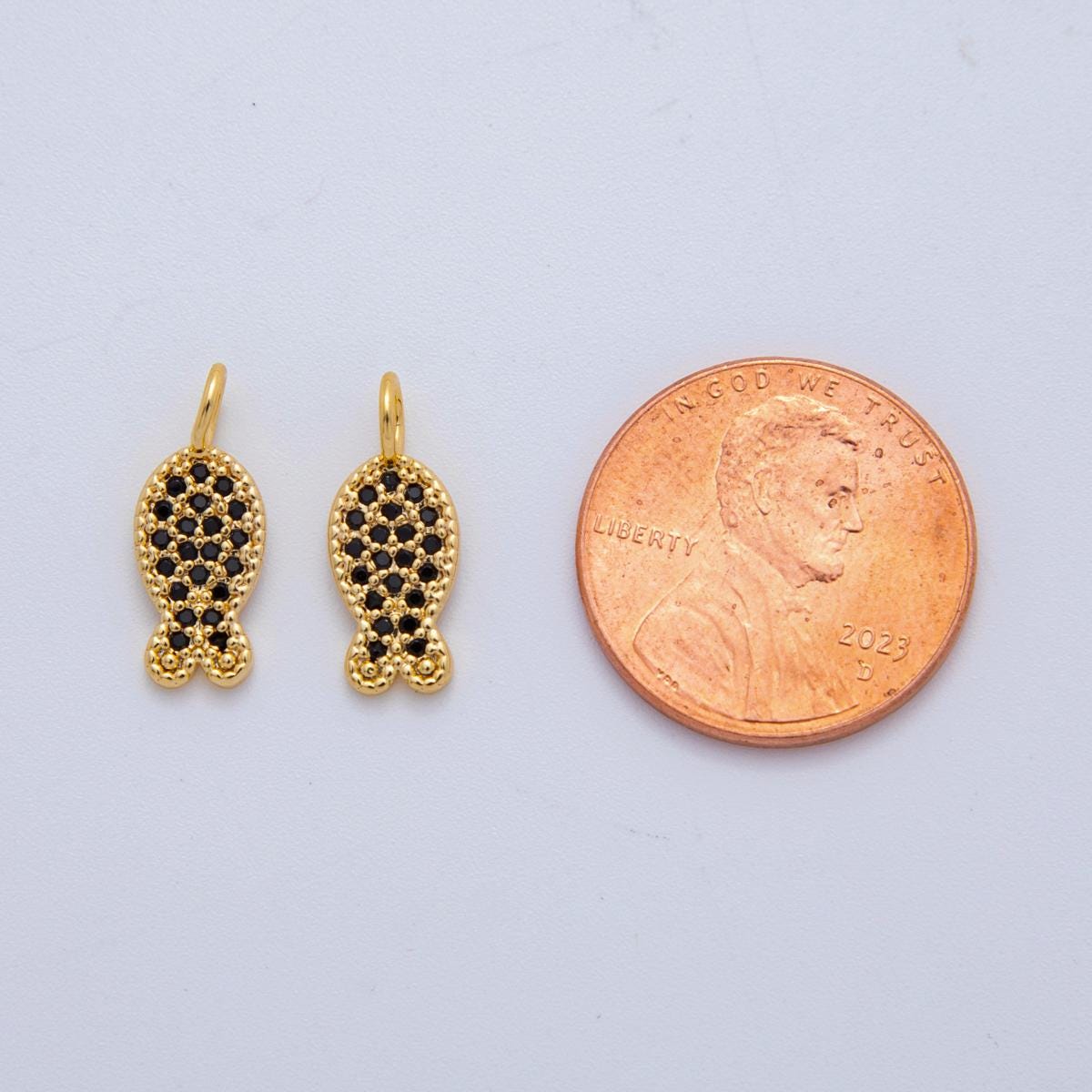 Micro Hoops Dangle Charm 18k Gold Filled Fish Charm with Large Loop for Everyday Charm DIY Earring Jewelry Making Supply AF-730