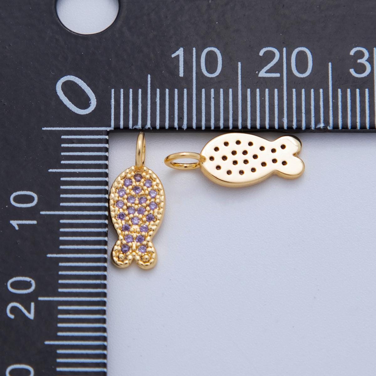Micro Hoops Dangle Charm 18k Gold Filled Fish Charm with Large Loop for Everyday Charm DIY Earring Jewelry Making Supply AF-730