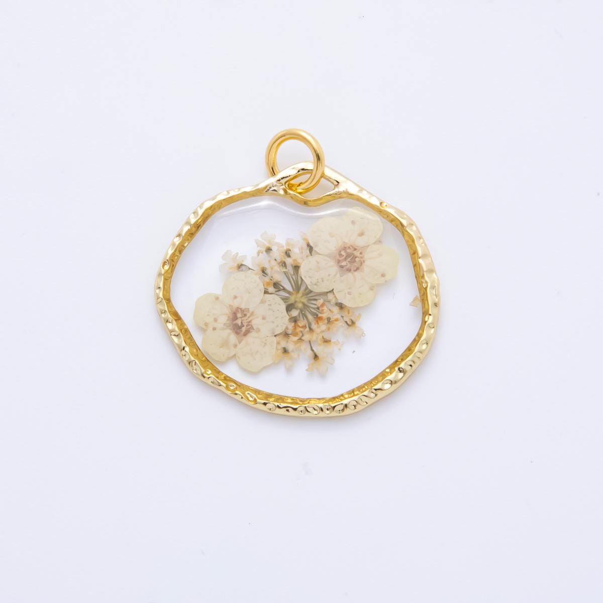 18K Gold Filled 23mm Resin Flower Halo Medallion Charm | AH866 - AH870