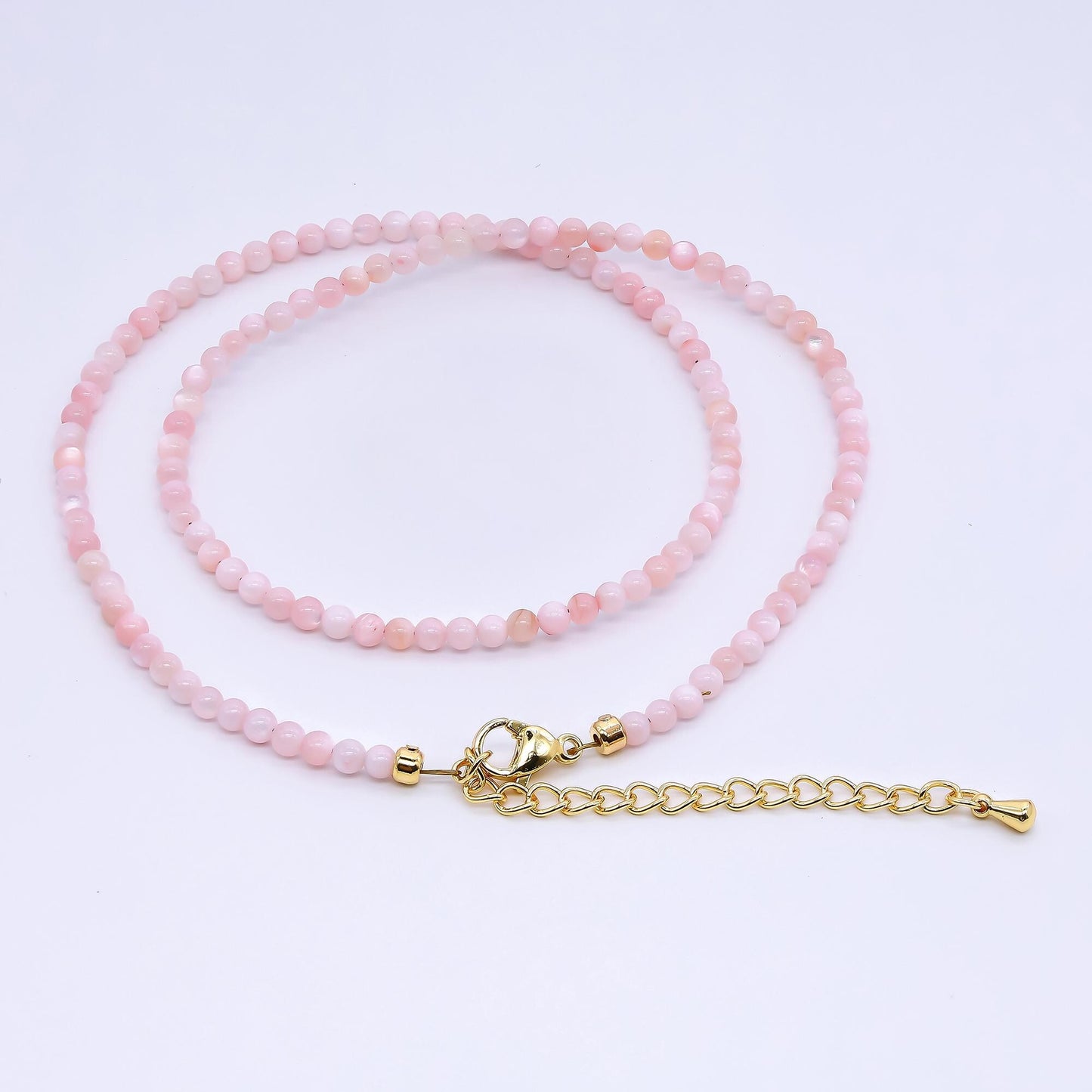 24K Gold Filled Shell Pearl Pastel Multi Color Beads 15.76 inch Layer Necklace Minimalist Jewelry | WA-3167