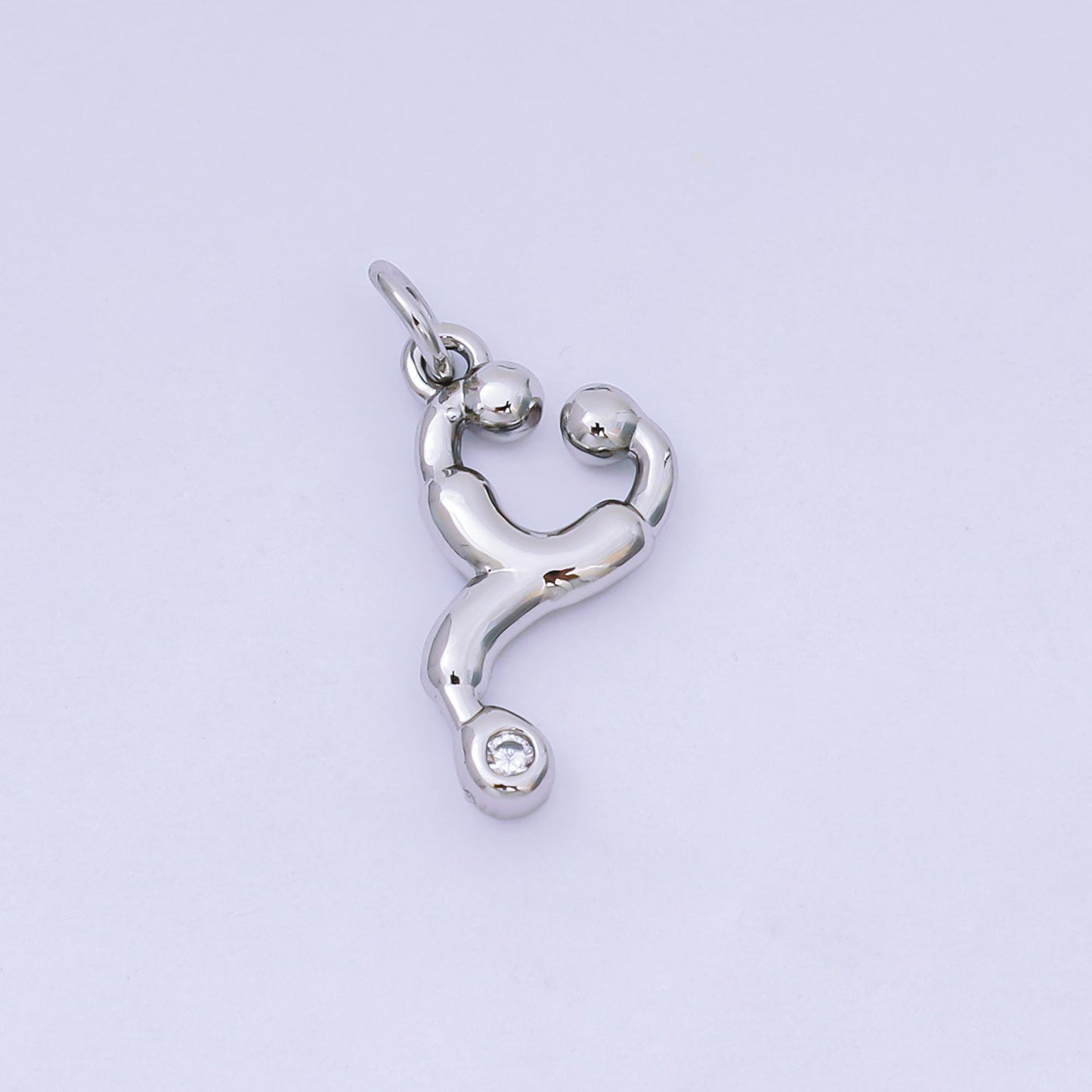 Tiny 3D multidimensional doctor stethoscope heart 24k gold filled charm | AJ-479