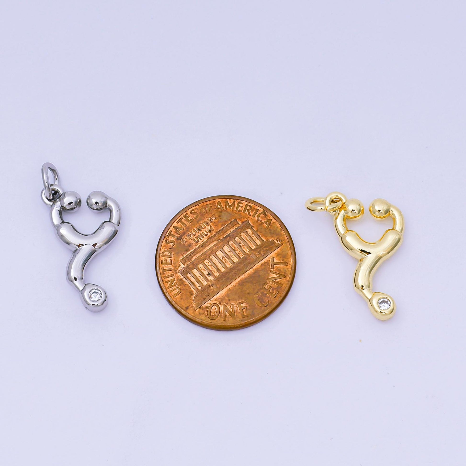 Tiny 3D multidimensional doctor stethoscope heart 24k gold filled charm | AJ-479