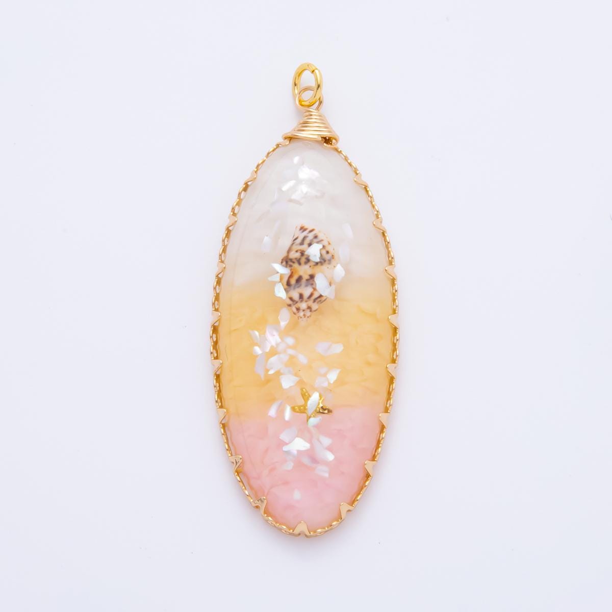 18K Gold Filled 54mm Resin Sunset Sand Beach Charm | AH873
