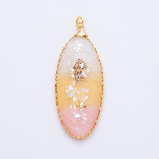 18K Gold Filled 54mm Resin Sunset Sand Beach Charm | AH873