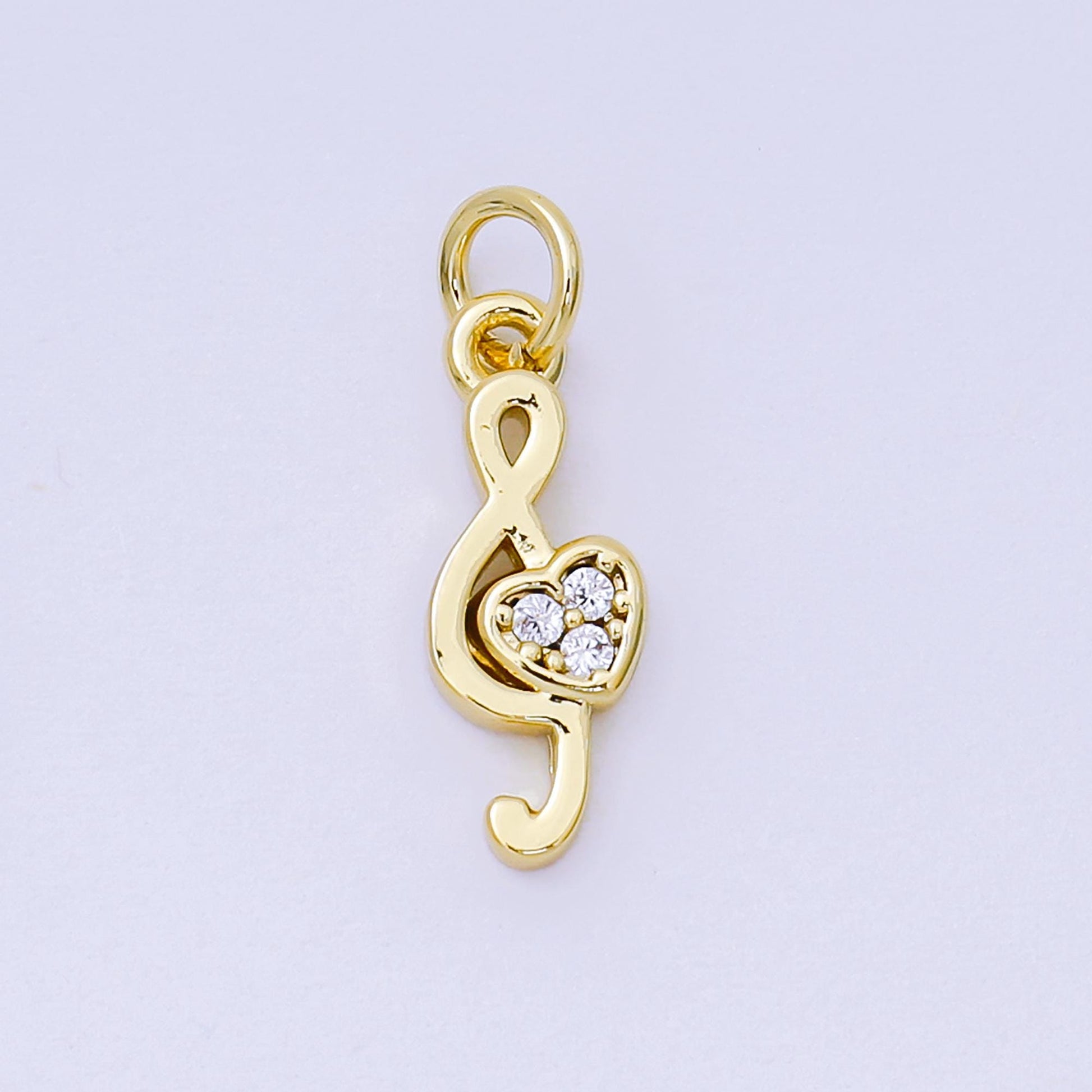 Mini Silver Music Note Charm 24K Gold Filled G Clef Pendant Bracelet Necklace for DIY Jewelry Making Supply AH-555